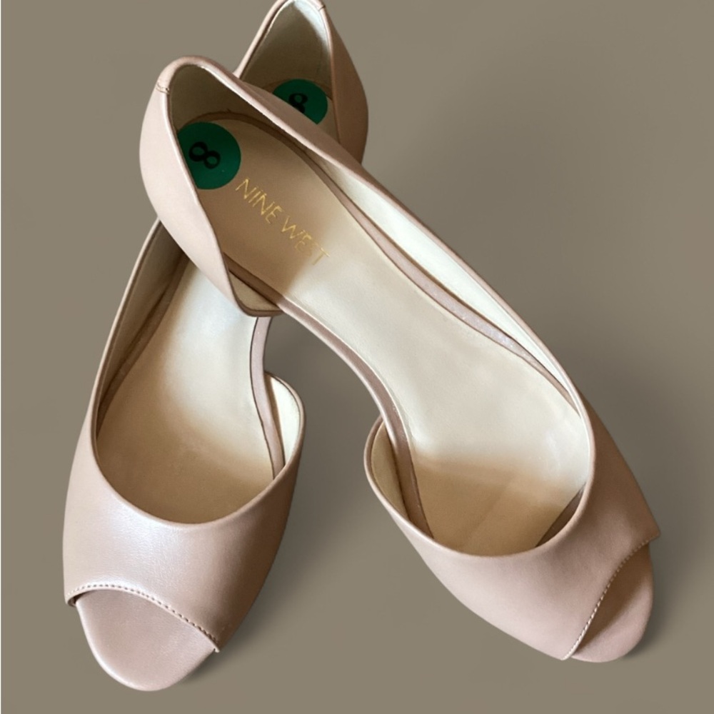Nine West Nude Peep Toe Ballet Flats